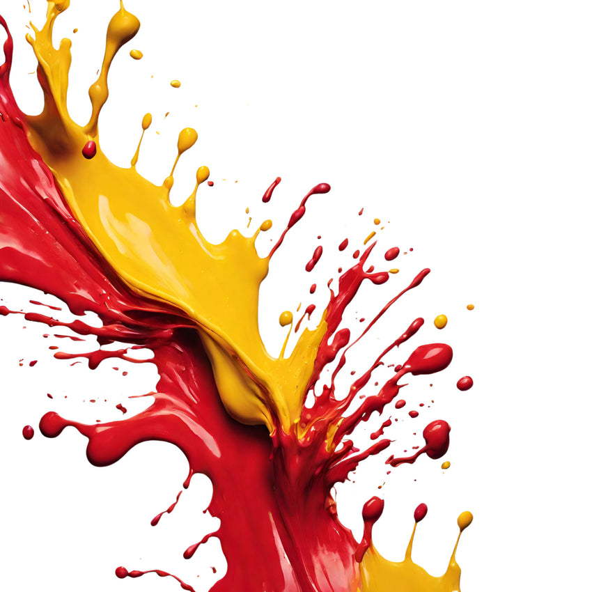 Red and yellow paint splash