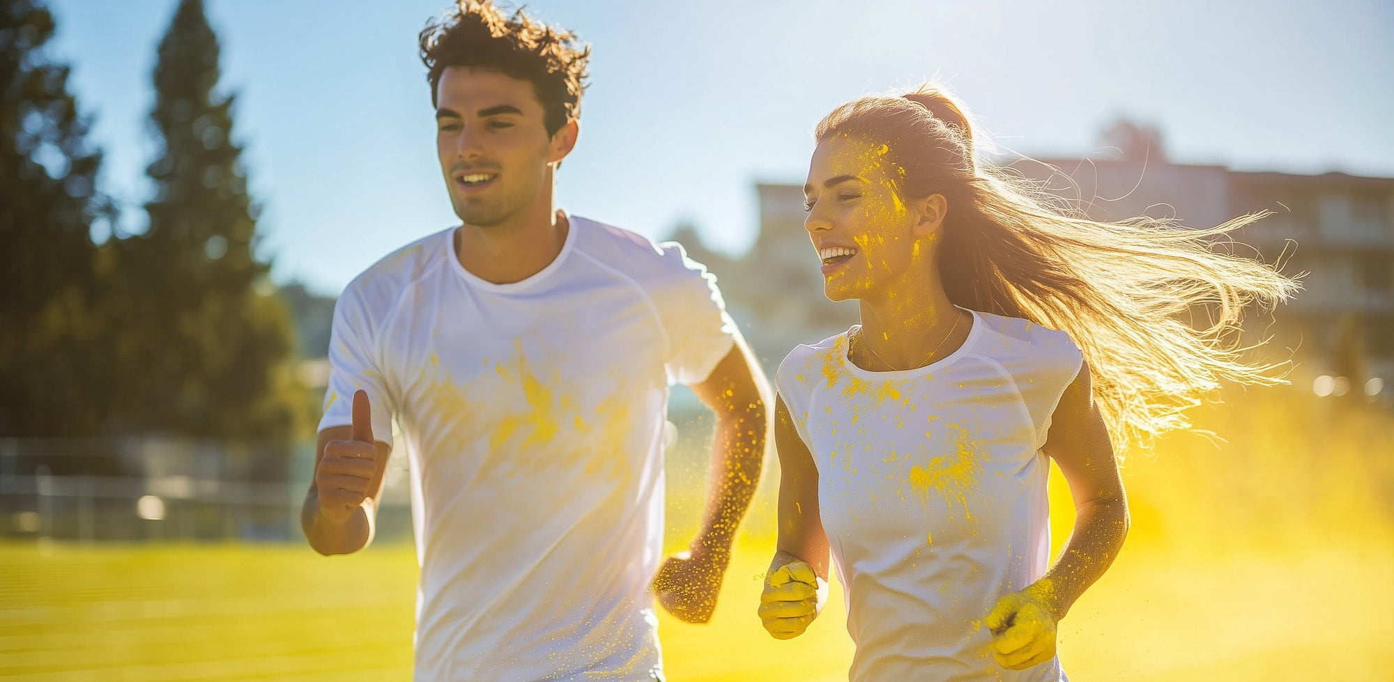 young couple jogging