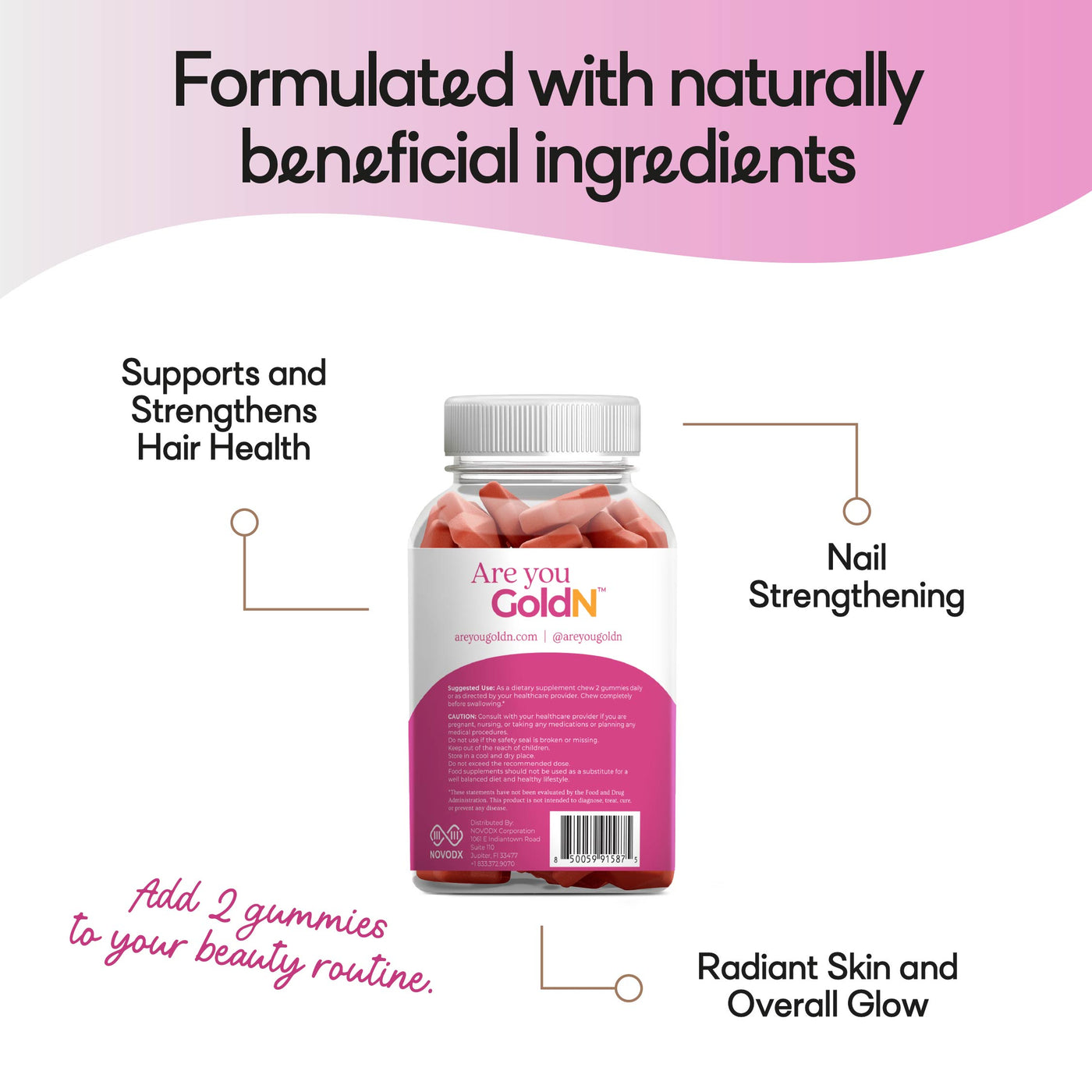 GoldN™ Hair, Skin & Nails Premium Gummies with Collagen