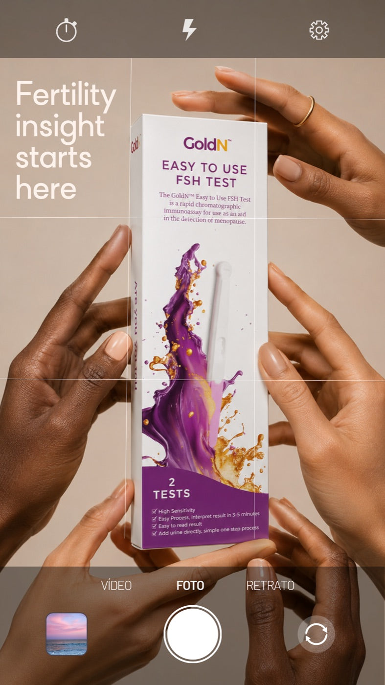 Hands holding the GoldN™ Easy To Use FSH Test (2 Count)